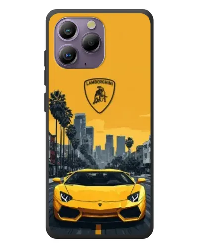 Чехол для Blackview A96 с картинкой «Желтый Lamborghini город»