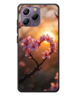 Чохол для Blackview A96 з картинкою «Рожевий цвіт  сердечко на тлі заходу»