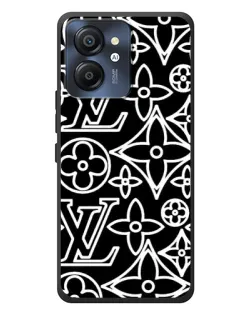 Чехол для Blackview Color 8 с картинкой «Черно-белый узор LV»