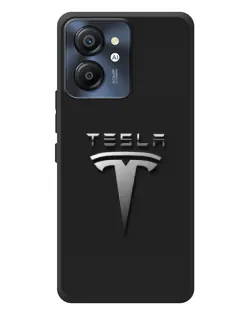 Чехол для Blackview Color 8 с картинкой «Стальной логотип Tesla»