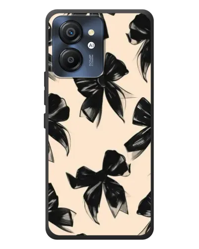 Чехол для Blackview Color 8 с картинкой «Паттерн черные банты»