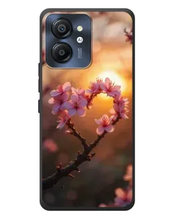 Чехол для Blackview Color 8 с картинкой «Розовый цвет сердце на фоне заката»