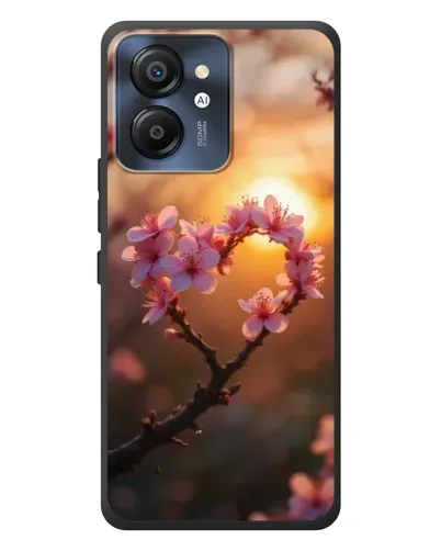 Чехол для Blackview Color 8 с картинкой «Розовый цвет сердце на фоне заката»