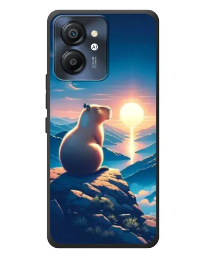 Чехол для Blackview Color 8 с картинкой «Закат солнца с капибарой»