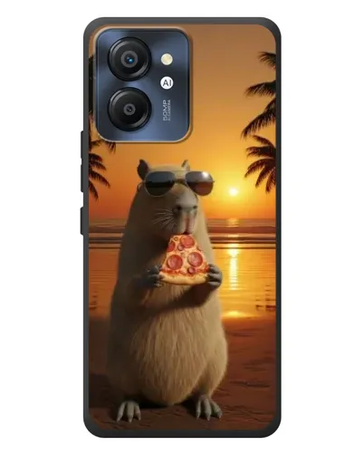 Чехол для Blackview Color 8 с картинкой «Капибара с пиццей»