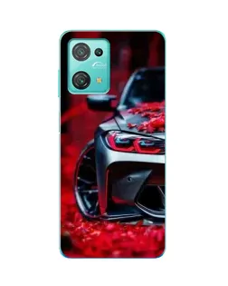 Чехол для Blackview Oscal C30 с картинкой «Спортивная BMW и цветы»