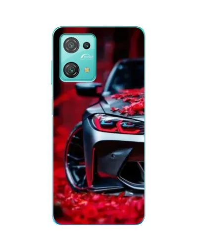 Чехол для Blackview Oscal C30 с картинкой «Спортивная BMW и цветы»