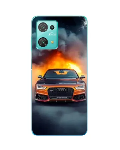 Чехол для Blackview Oscal C30 с картинкой «Audi в огненном дыму»