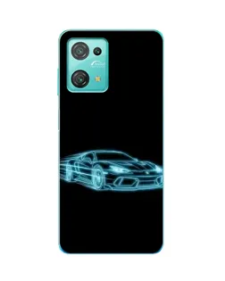 Чехол для Blackview Oscal C30 с картинкой «Неоновый контур Lamborghini»