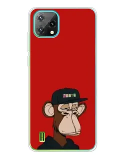 Чехол для Blackview Oscal C60 с картинкой «Bored Ape — красный фон»