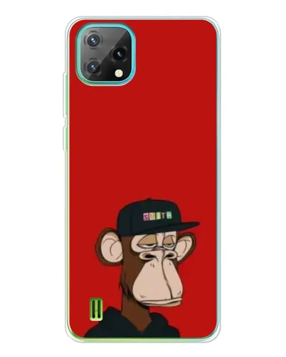 Чехол для Blackview Oscal C60 с картинкой «Bored Ape — красный фон»