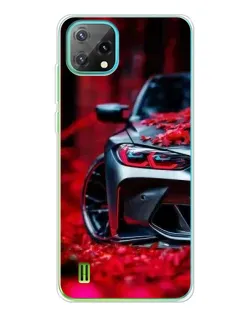 Чехол для Blackview Oscal C60 с картинкой «Спортивная BMW и цветы»