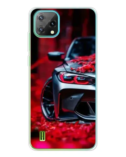 Чехол для Blackview Oscal C60 с картинкой «Спортивная BMW и цветы»