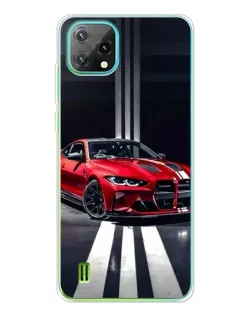 Чехол для Blackview Oscal C60 с картинкой «Красная BMW на дороге»