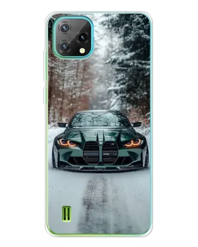 Чехол для Blackview Oscal C60 с картинкой «BMW в зимнем лесу»
