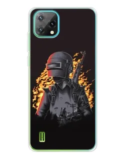 Чехол для Blackview Oscal C60 с картинкой «PUBG — огненный силуэт»