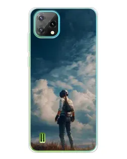 Чехол для Blackview Oscal C60 с картинкой «Герой PUBG на скале»