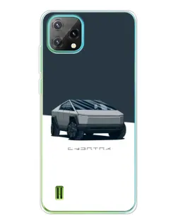 Чехол для Blackview Oscal C60 с картинкой «Серебристый Cybertruck Tesla»