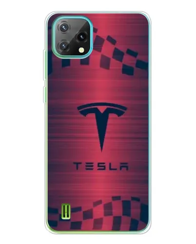 Чехол для Blackview Oscal C60 с картинкой «Тесла красный карбон»