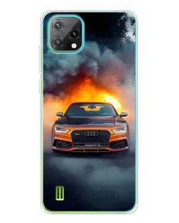Чехол для Blackview Oscal C60 с картинкой «Audi в огненном дыму»