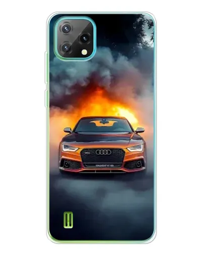 Чехол для Blackview Oscal C60 с картинкой «Audi в огненном дыму»