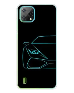 Чехол для Blackview Oscal C60 с картинкой «Голубой силуэт Lamborghini»