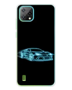 Чехол для Blackview Oscal C60 с картинкой «Неоновый контур Lamborghini»