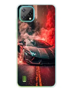 Чехол для Blackview Oscal C60 с картинкой «Lamborghini красный дым»