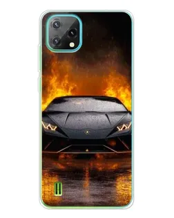 Чехол для Blackview Oscal C60 с картинкой «Lamborghini в огне»
