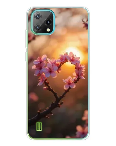 Чехол для Blackview Oscal C60 с картинкой «Розовый цвет сердце на фоне заката»
