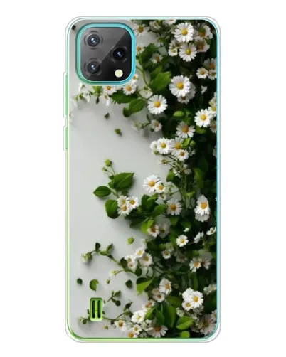 Чехол для Blackview Oscal C60 с картинкой «Ветка мелких белых цветов»
