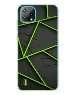 Чехол для Blackview Oscal C60 с картинкой «Зеленые геометрические линии»