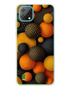 Чехол для Blackview Oscal C60 с картинкой «Объемные оранжевые сферы»