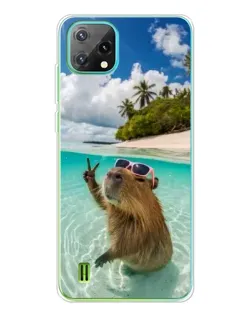 Чехол для Blackview Oscal C60 с картинкой «Капибара на море»