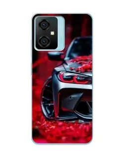 Чехол для Blackview Oscal C70 с картинкой «Спортивная BMW и цветы»