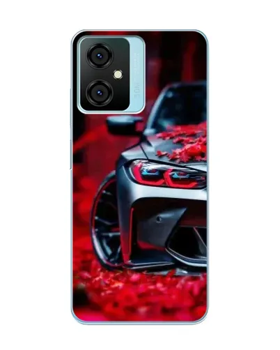 Чехол для Blackview Oscal C70 с картинкой «Спортивная BMW и цветы»
