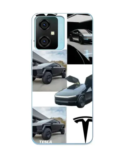 Чехол для Blackview Oscal C70 с картинкой «Коллаж Cybertruck Tesla»