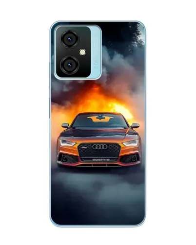 Чехол для Blackview Oscal C70 с картинкой «Audi в огненном дыму»