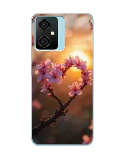Чохол для Blackview Oscal C70 з картинкою «Рожевий цвіт  сердечко на тлі заходу»