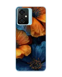 Чохол для Blackview Oscal C70 з картинкою «Яскрава синьо-помаранчева флора»