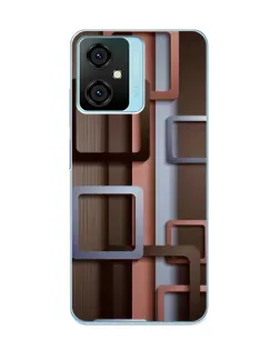 Чехол для Blackview Oscal C70 с картинкой «Коричневые объемные квадраты»