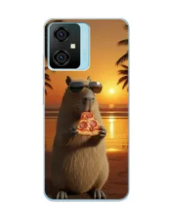 Чехол для Blackview Oscal C70 с картинкой «Капибара с пиццей»