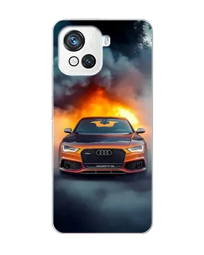 Чехол для Blackview Oscal C80 с картинкой «Audi в огненном дыму»