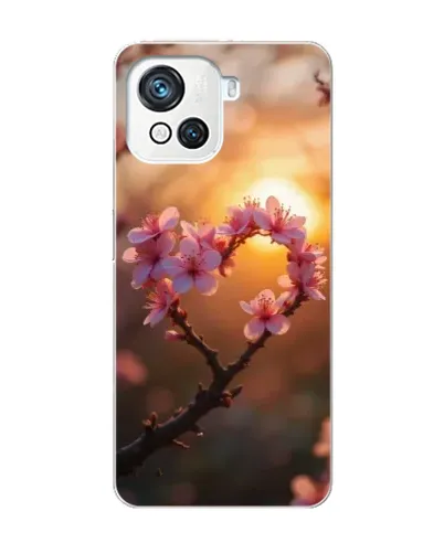 Чехол для Blackview Oscal C80 с картинкой «Розовый цвет сердце на фоне заката»