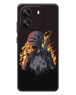 Чехол для Blackview Oscal Flat 1C с картинкой «PUBG — огненный силуэт»