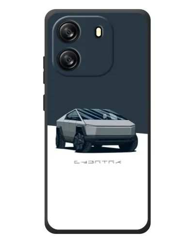 Чехол для Blackview Oscal Flat 1C с картинкой «Серебристый Cybertruck Tesla»