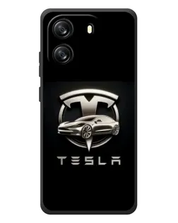 Чехол для Blackview Oscal Flat 1C с картинкой «Tesla — серебристое авто»