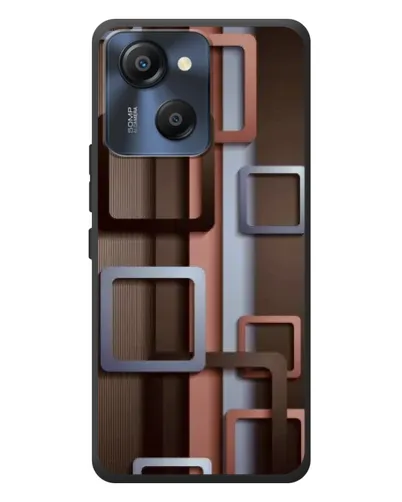 Чехол для Blackview Oscal Modern 8 с картинкой «Коричневые объемные квадраты»