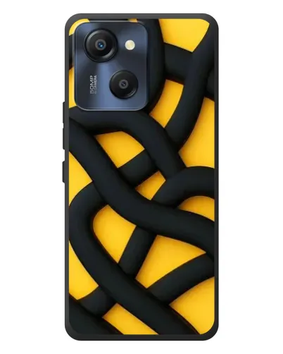 Чехол для Blackview Oscal Modern 8 с картинкой «Черное желтое переплетение»