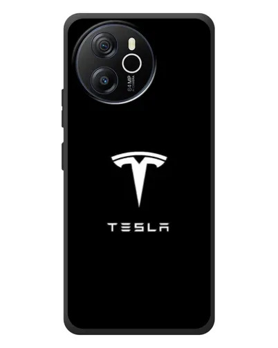 Чехол для Blackview Oscal Tiger 12 с картинкой «Tesla White Logo»
